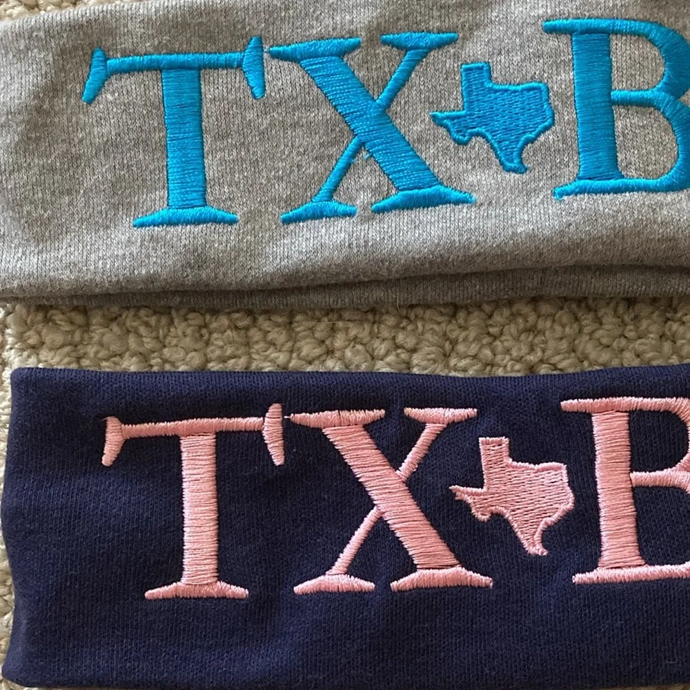 Texas Bluebonnets TXBB Cotton Stretchy Headbands Hair Accessories Blue Grey NWOT